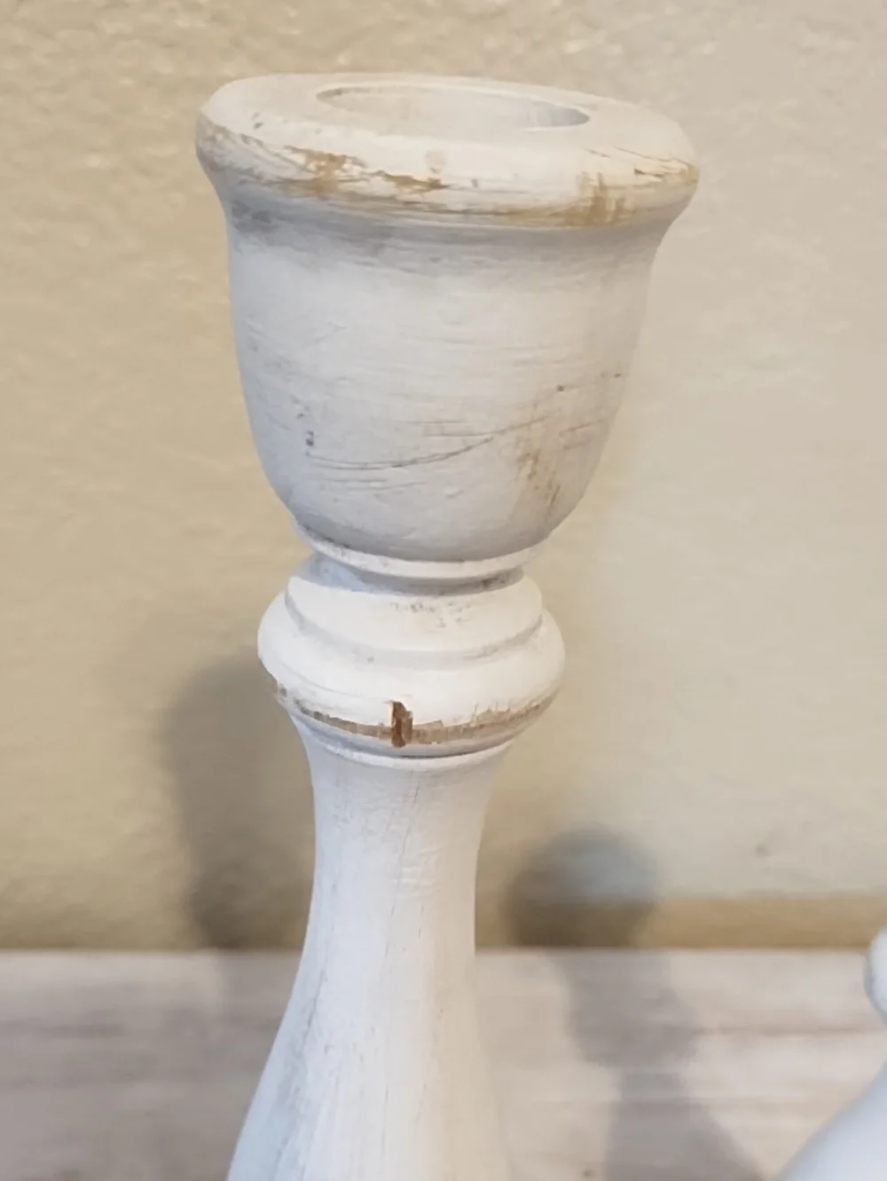 White Distressed Wood Candle Holders Set - Home Accents